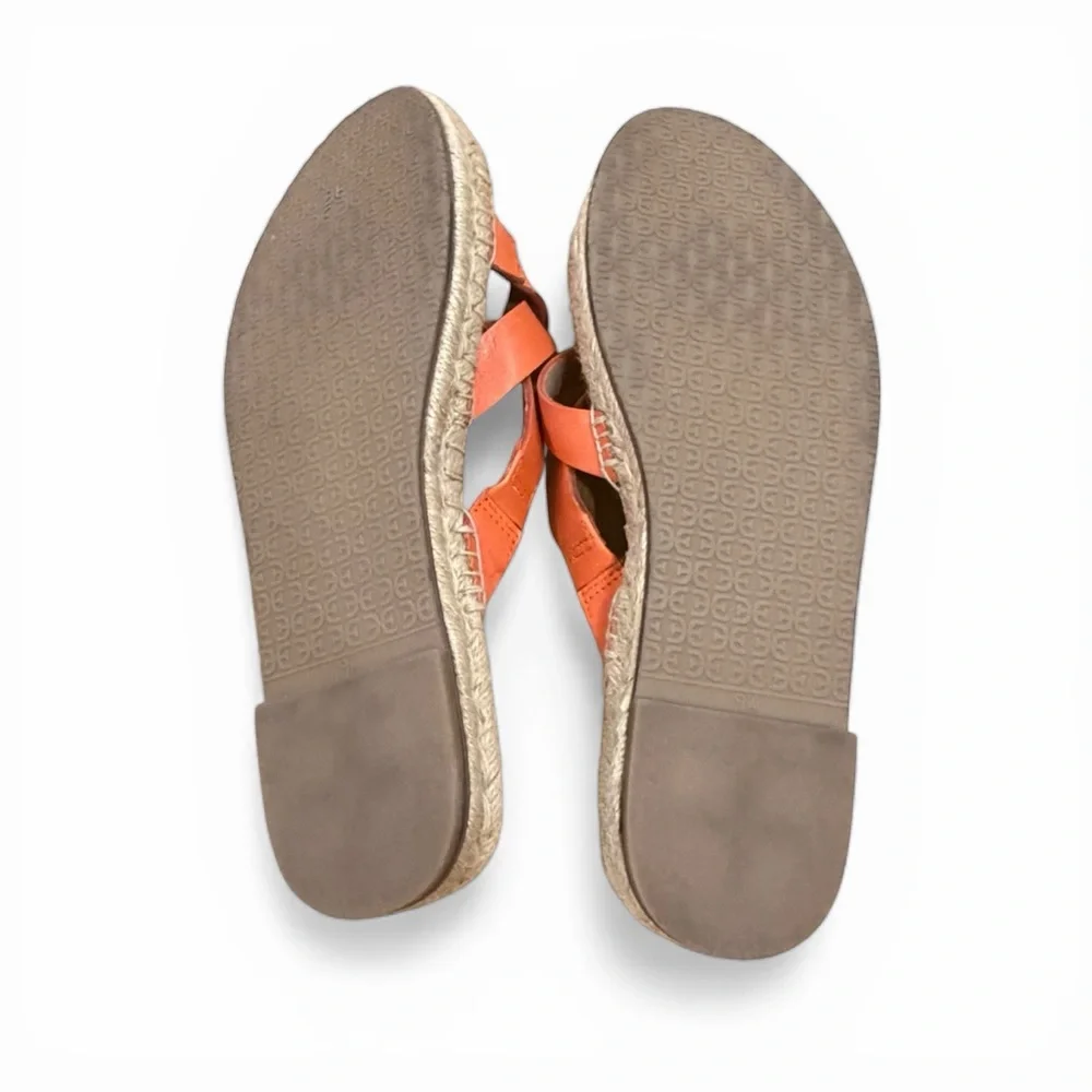 Sam Edelman Averie Espadrille Sandals Orange Leather Cork Footbed 9.5 Women Sz M